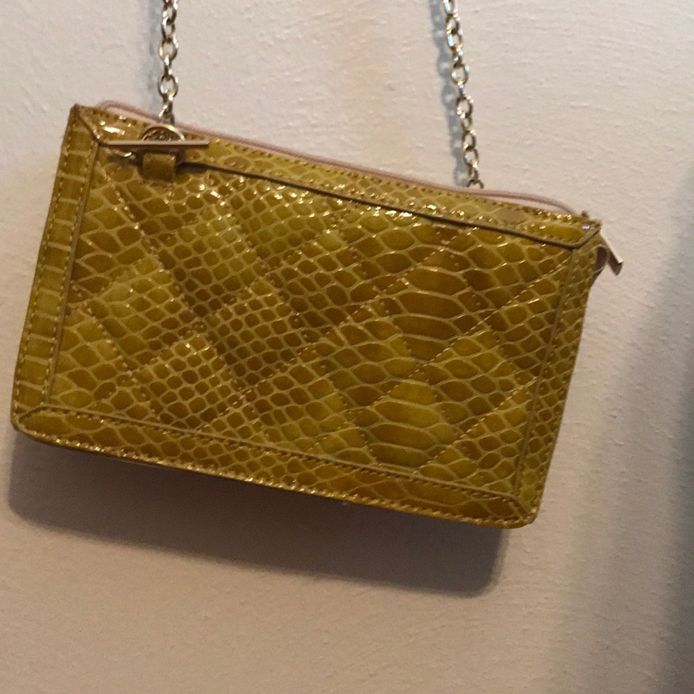 Green croc print purse